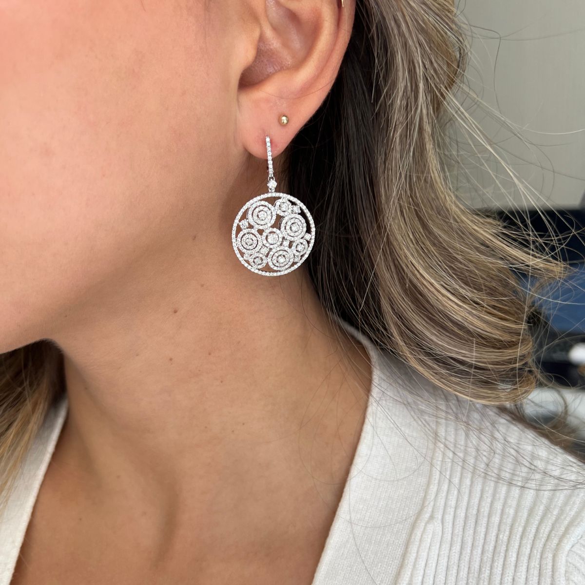 Multi-Circle Diamond Drop Earring