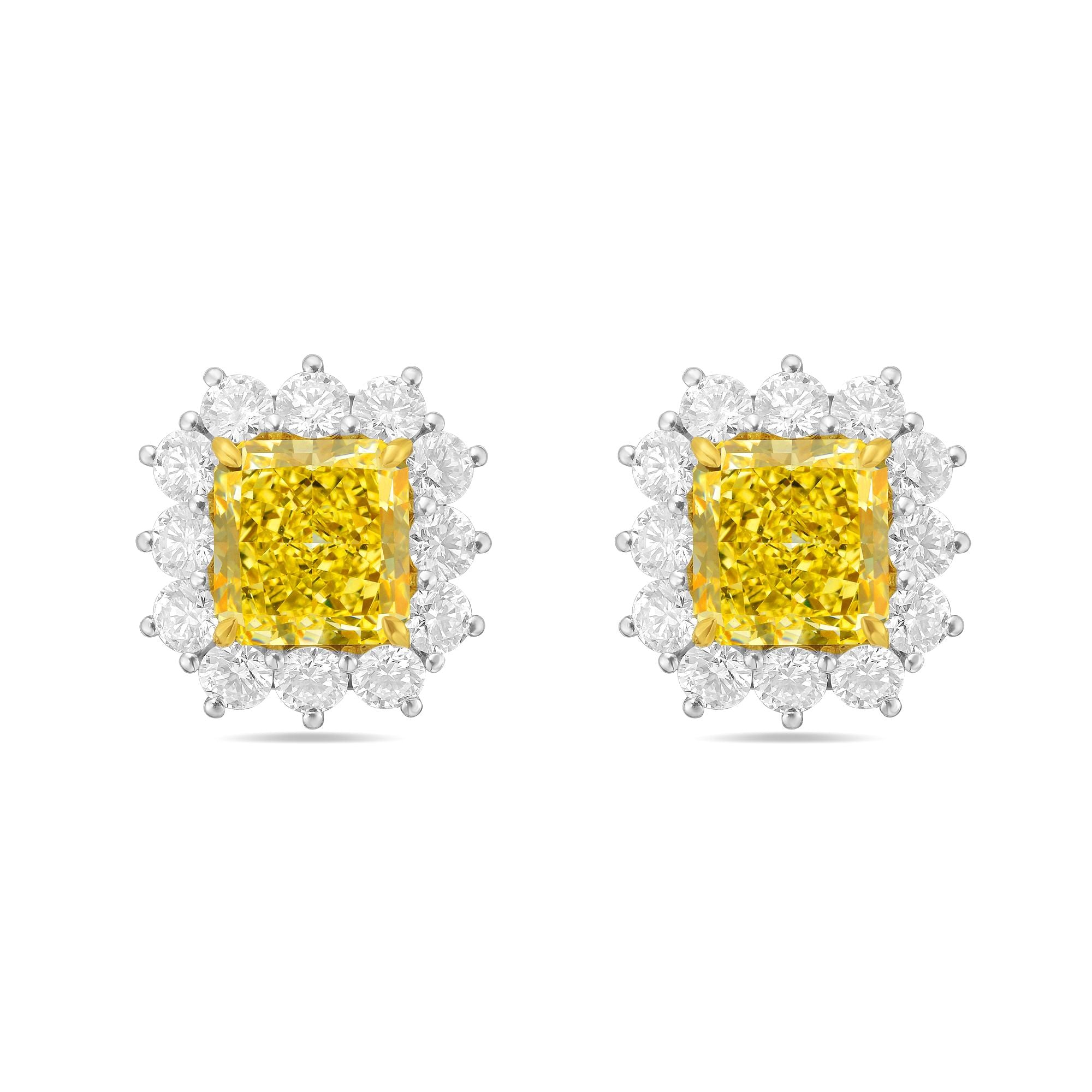 6.79ct Fancy Yellow Diamond Stud Earring