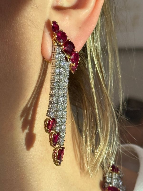 Ruby Diamond Drop Earring