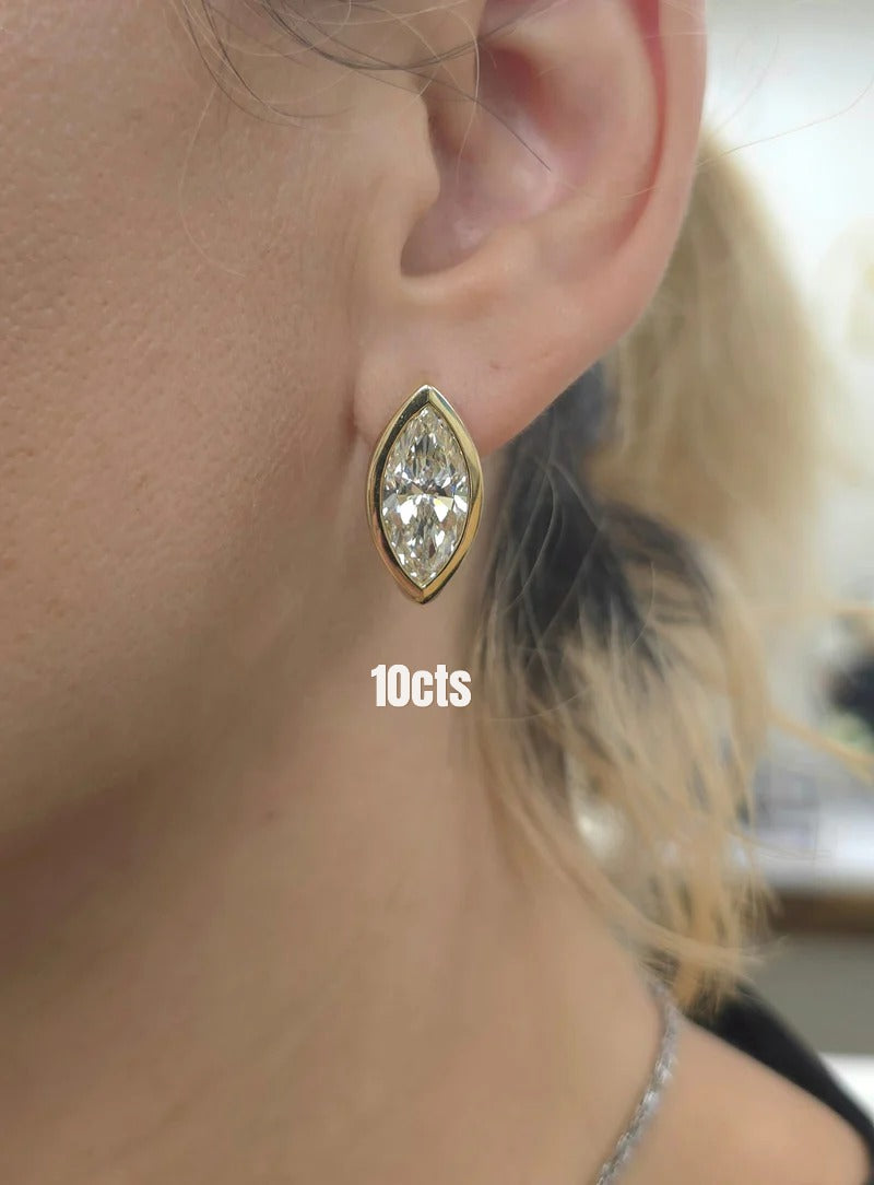 Lab Grown Marquise Diamond Bezel Earrings