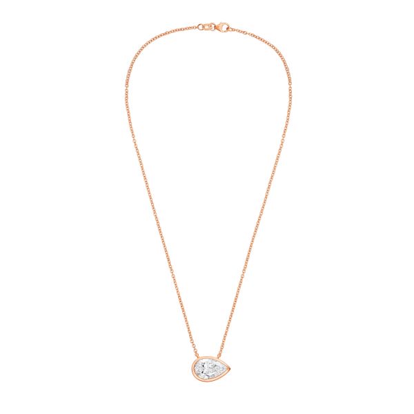 Lab Grown Bezel Pear Pendant