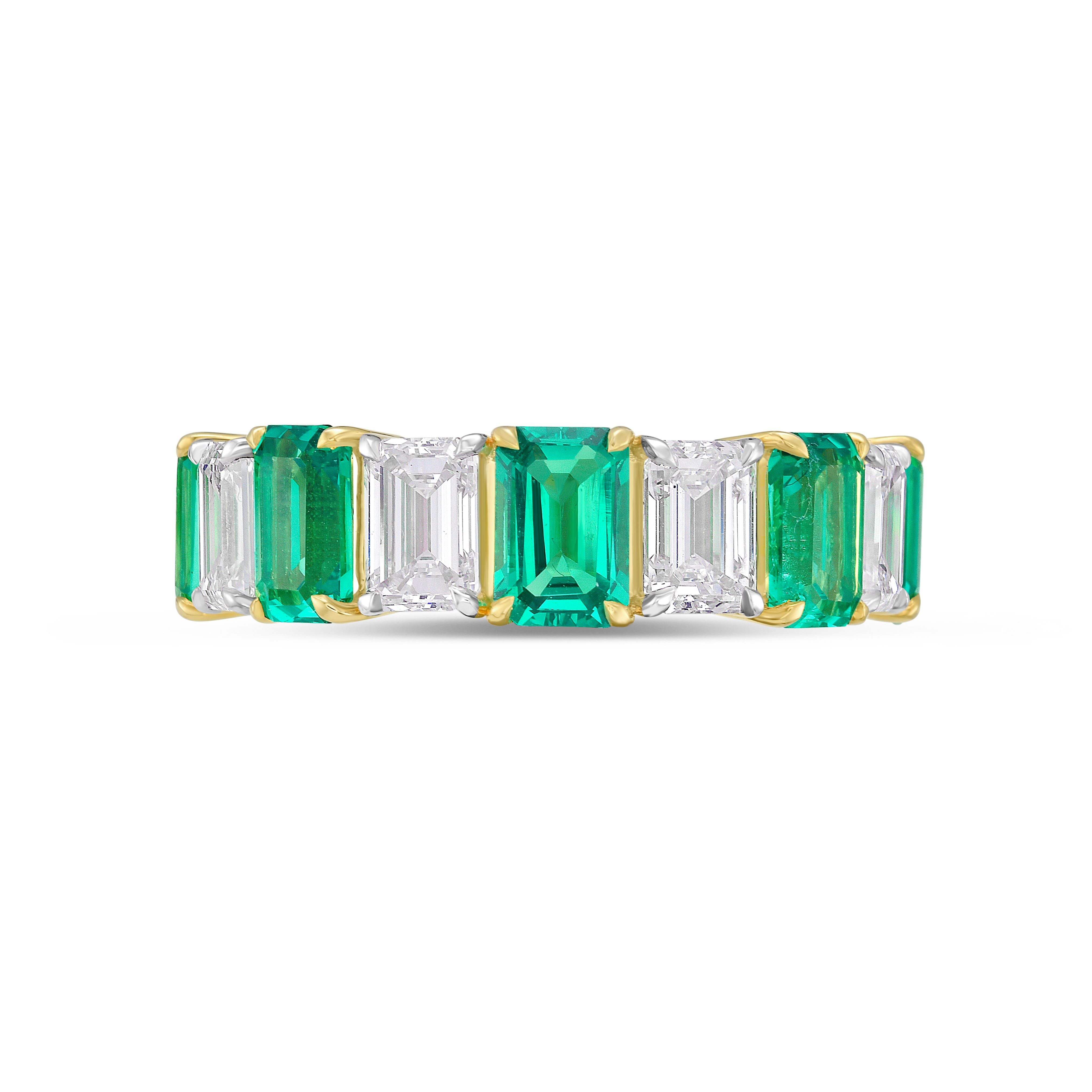 Lab Grown Alternating Diamond & Emerald Eternity Band