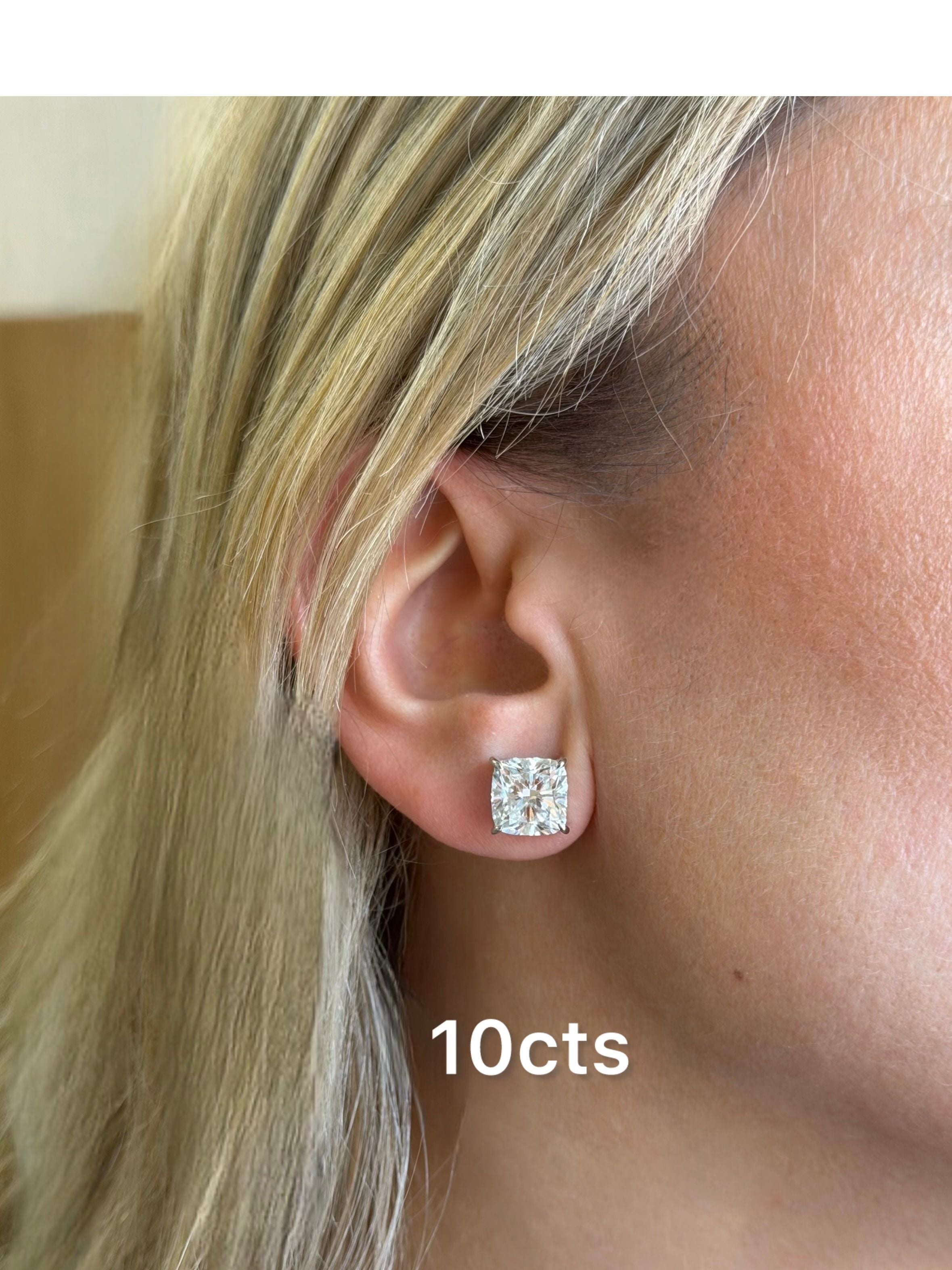 Lab Grown Square Cushion Studs