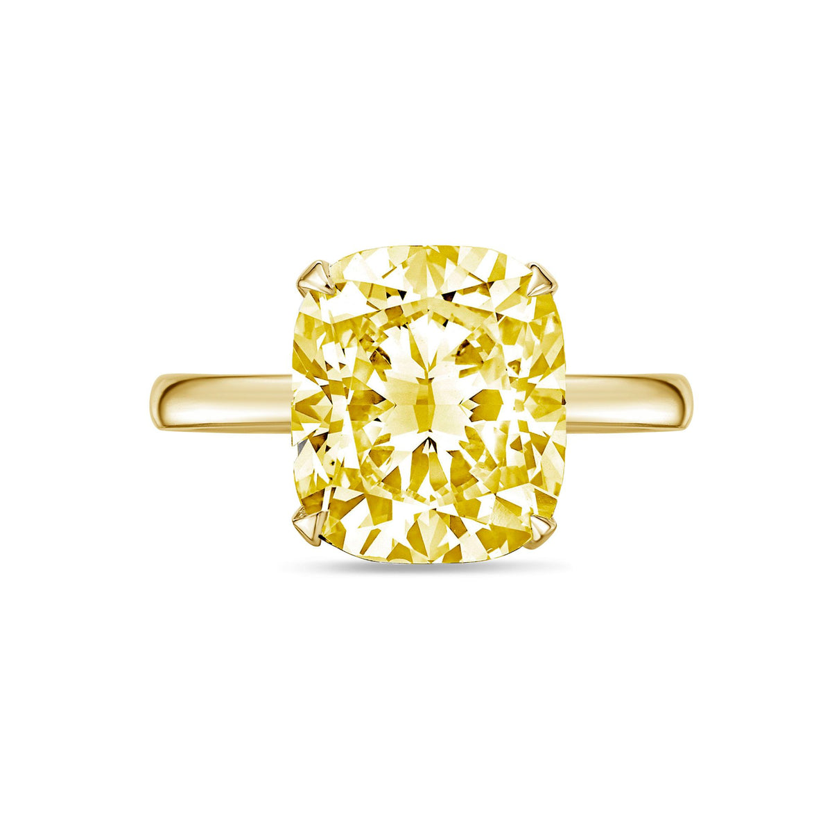 Lab-Grown Yellow Cushion-Cut Diamond Solitaire Engagement Ring, 14K Gold