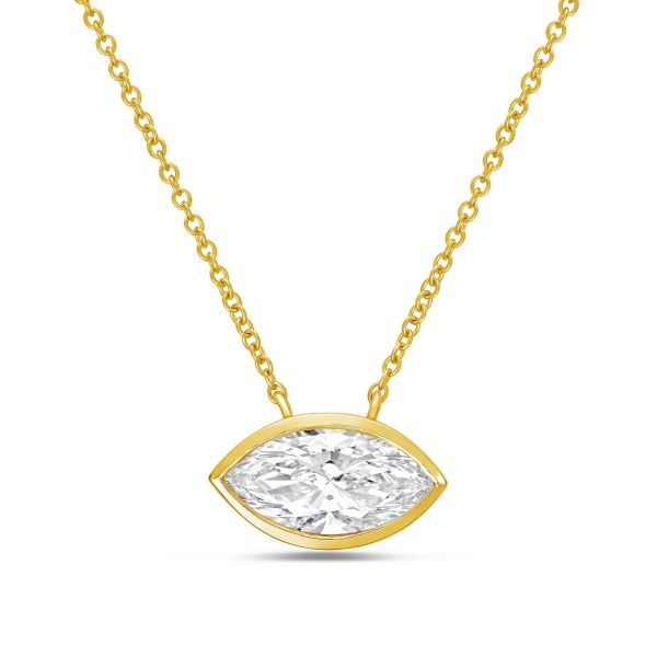 Lab Grown Marquise Bezel Pendant
