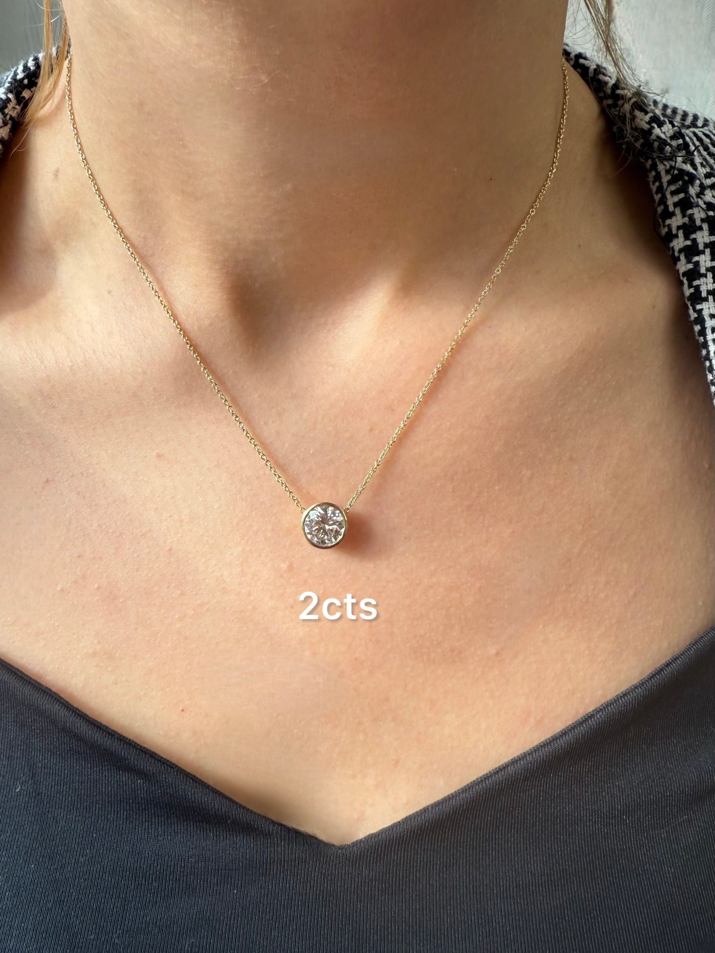 Lab Grown Round Diamond Bezel Pendant