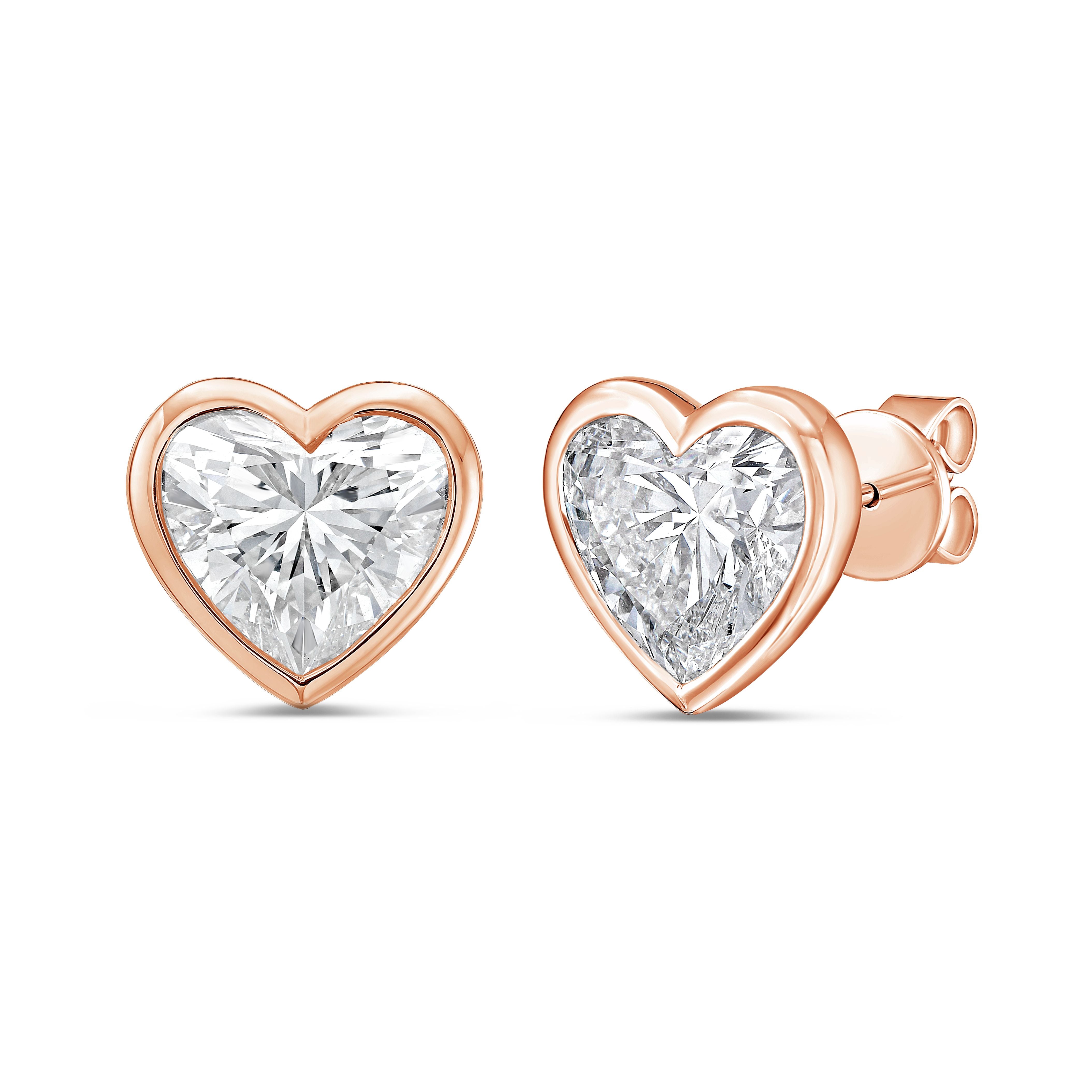 Lab Grown Heart Bezel Studs