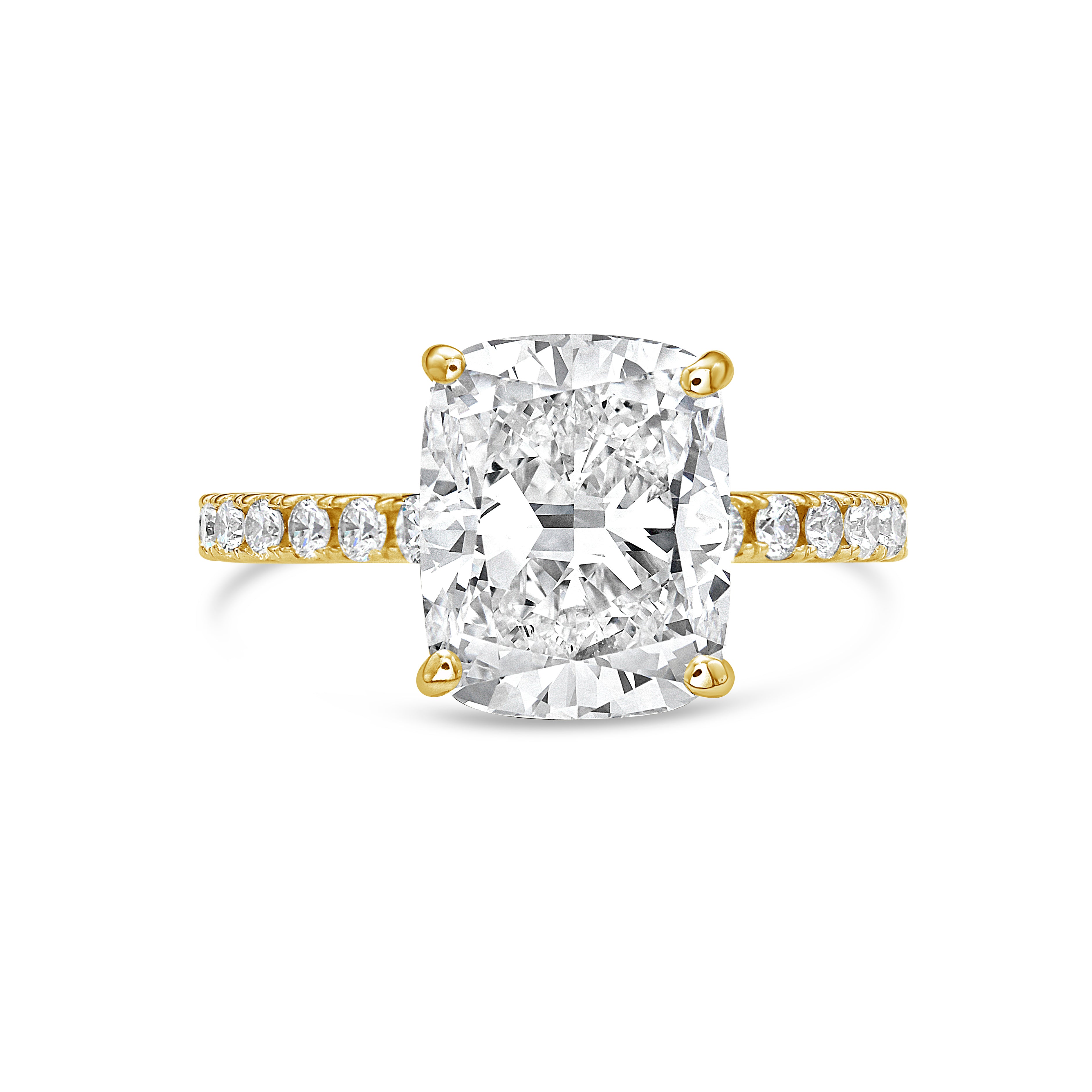 thin band cushion cut engagement ring