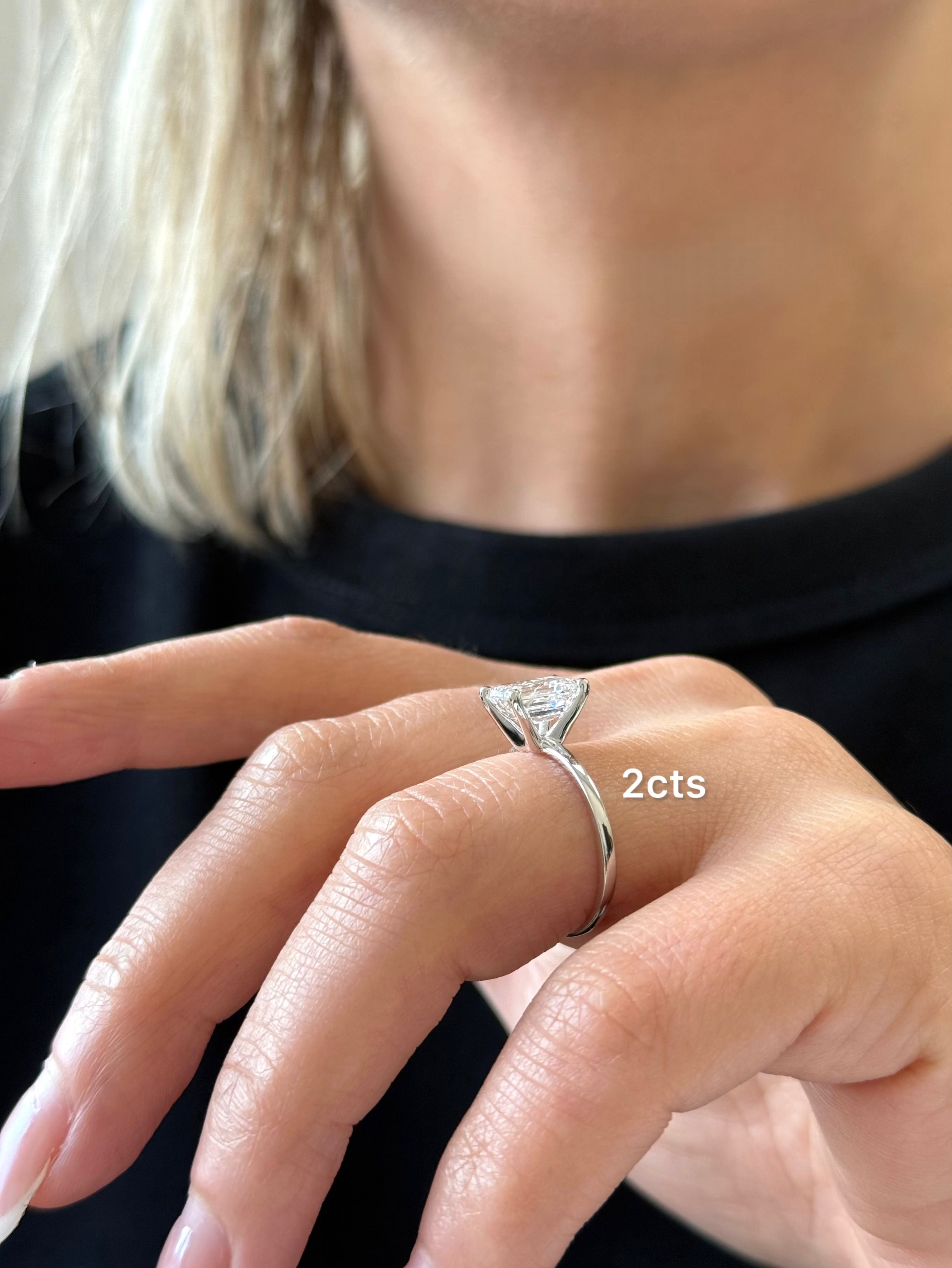Lab Grown Emerald Cut Solitaire Engagement Ring