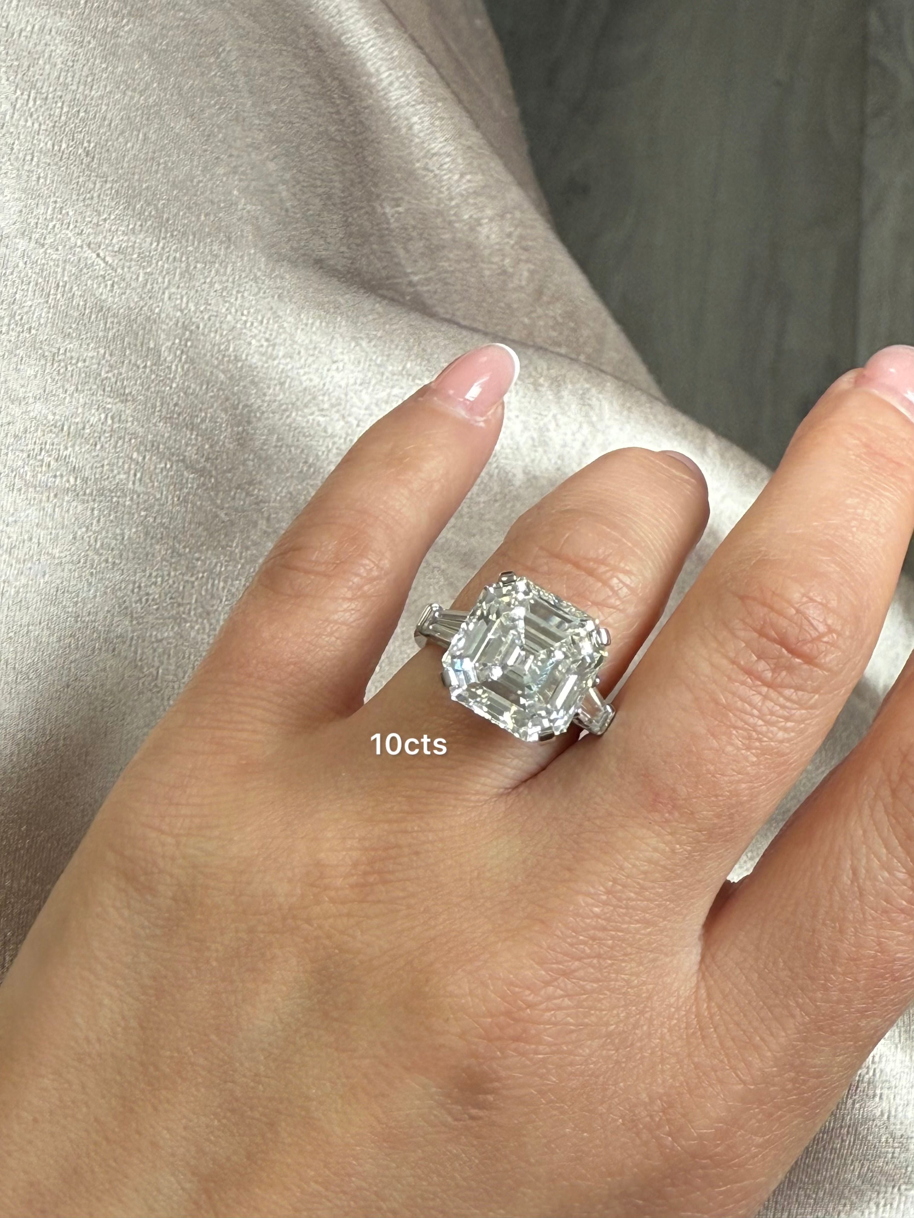 Lab Grown Three Stone Asscher Engagement Ring