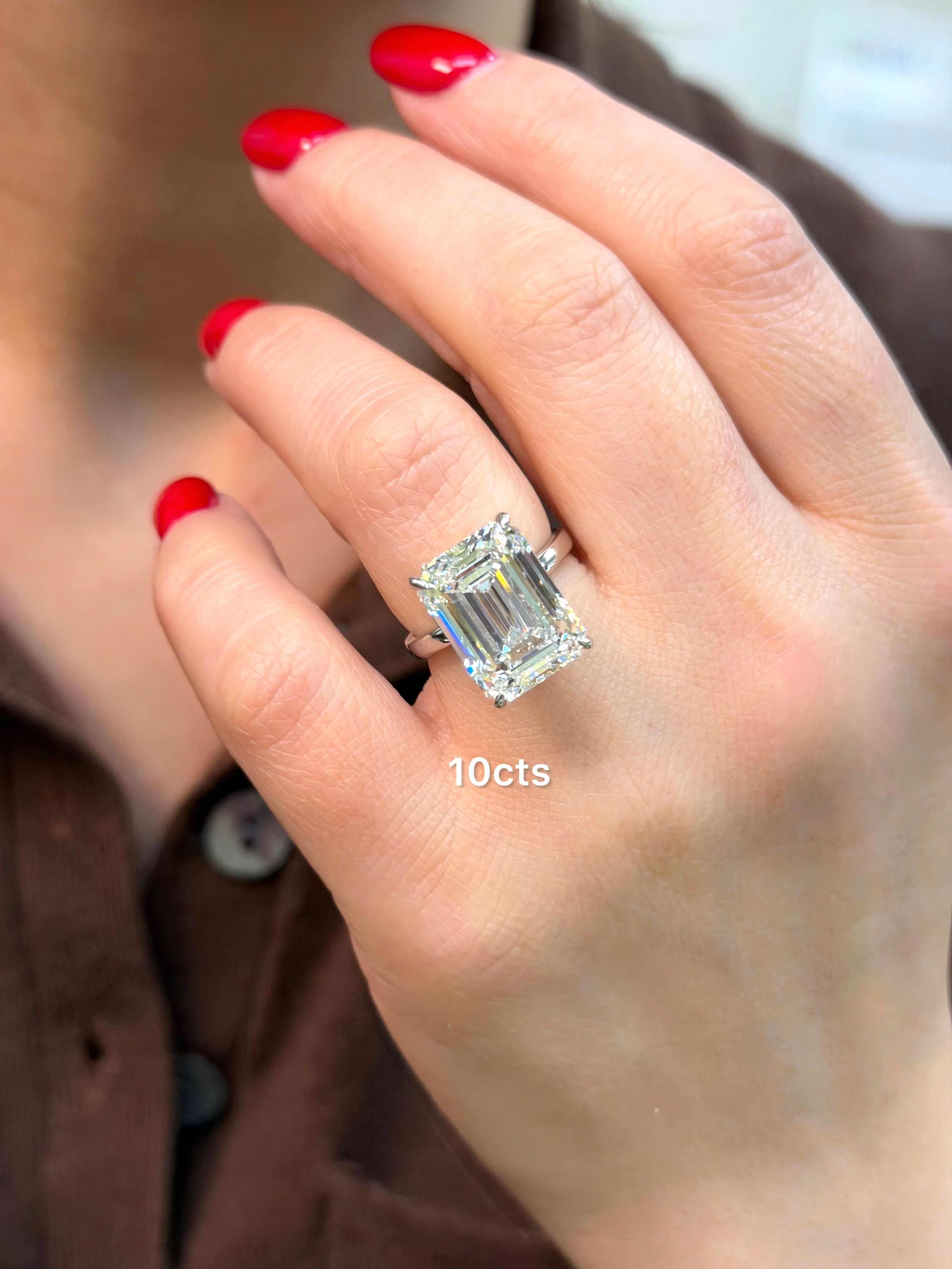 Lab Grown Emerald Diamond Solitaire Ring