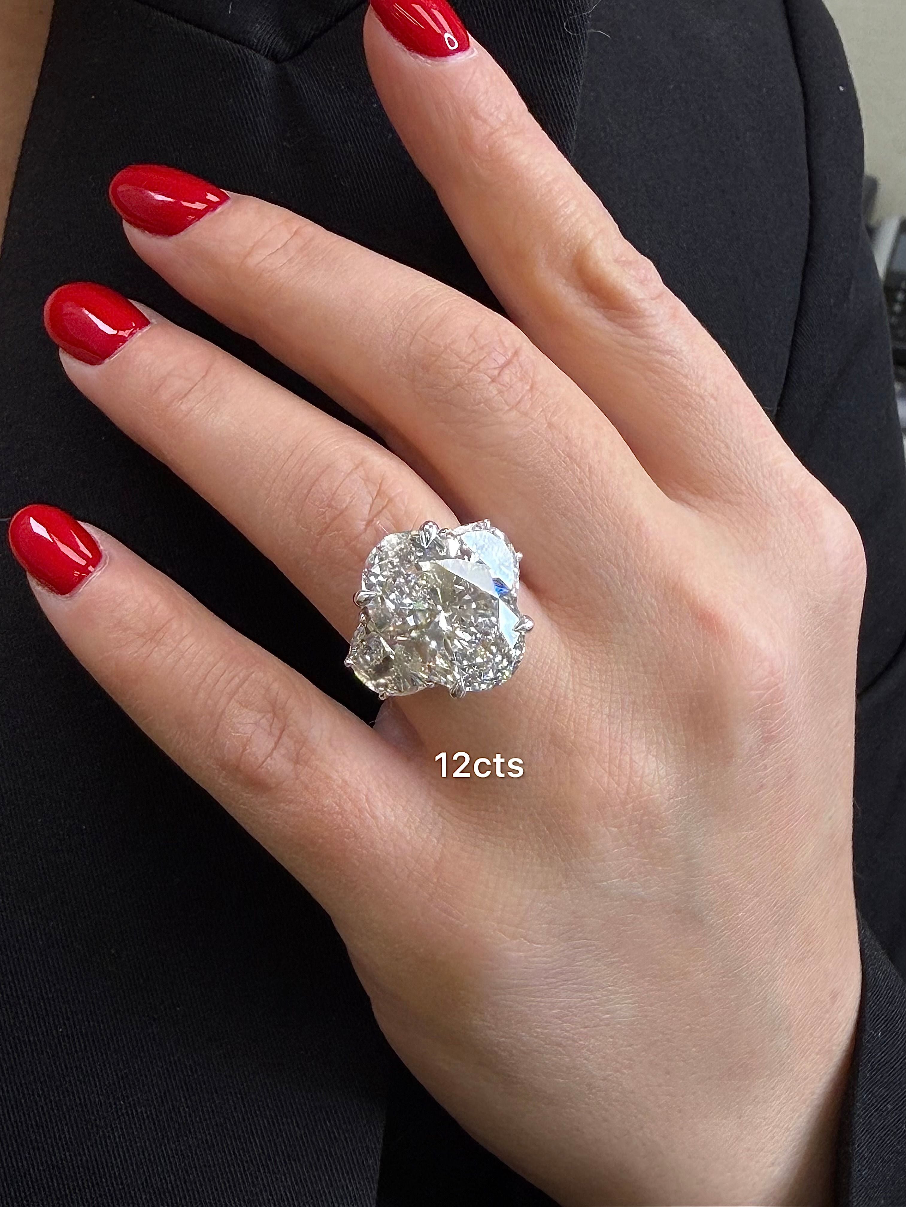 Lab Grown Oval Diamond Ring With Half Moons