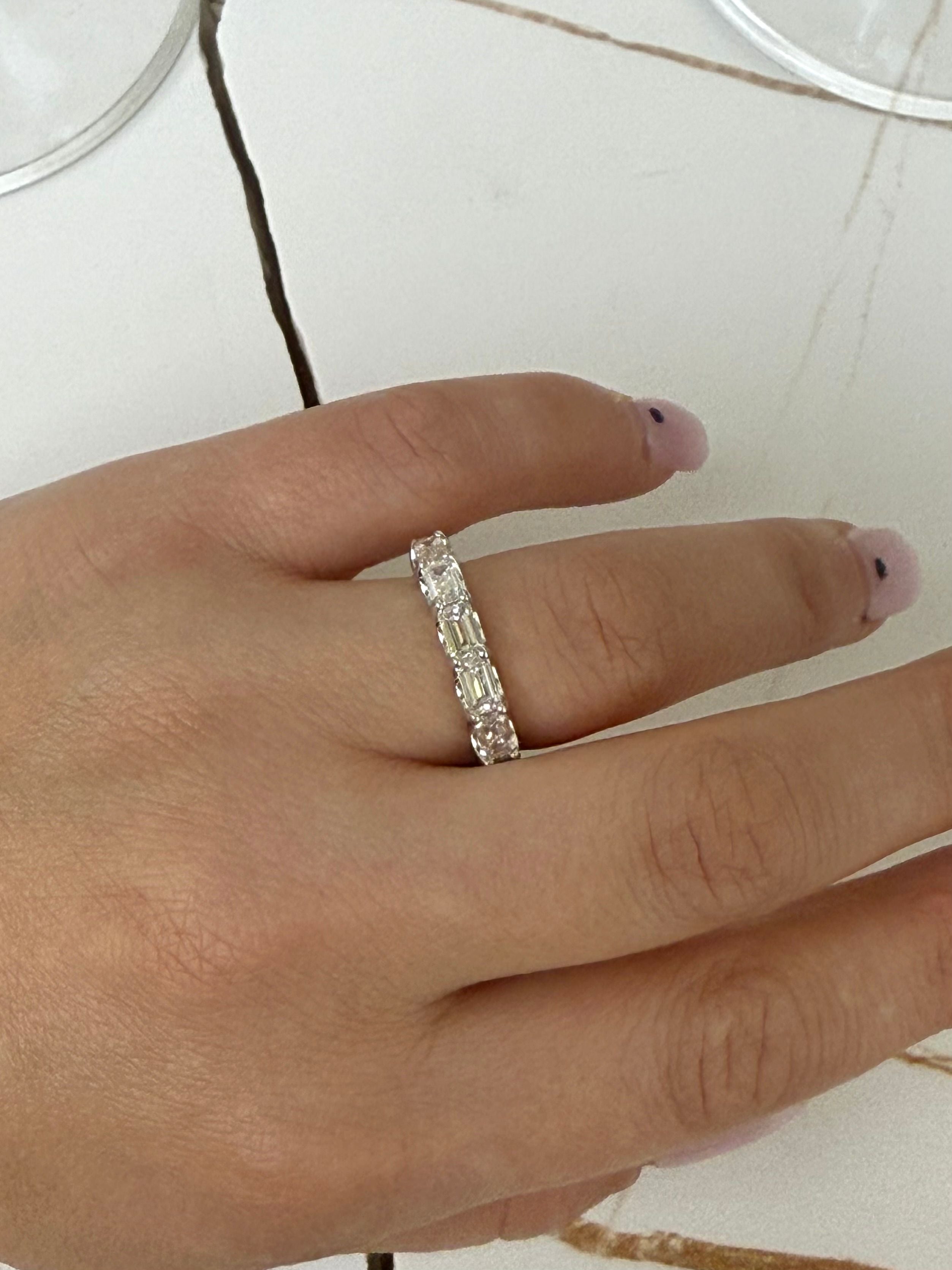 Lab Grown Emerald East West Eternity Band