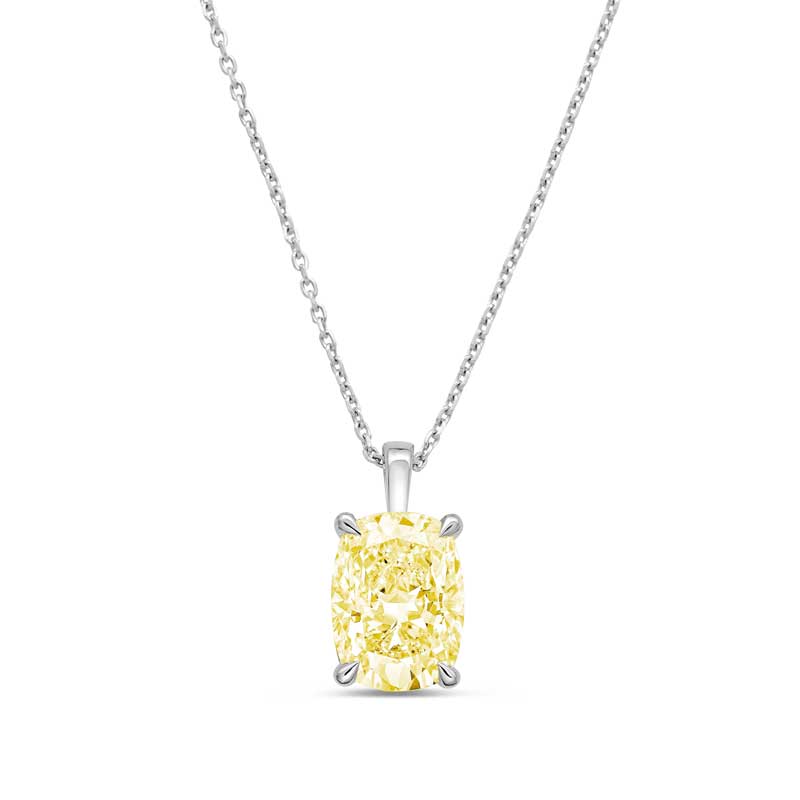 Lab-Grown Yellow Cushion Diamond North-South Pendant with Bail, 14k Gold