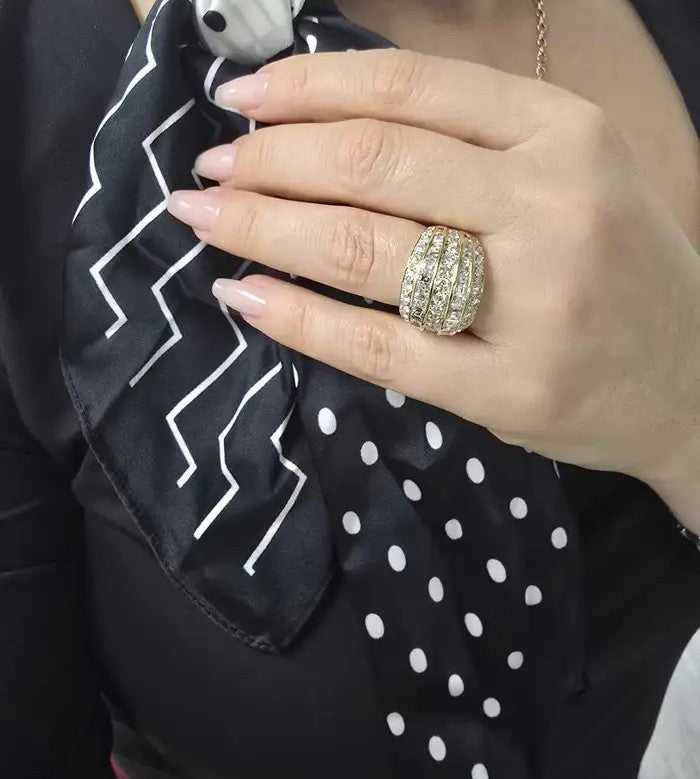 18kt Yellow Gold Asscher Cut Dimond Stack Ring