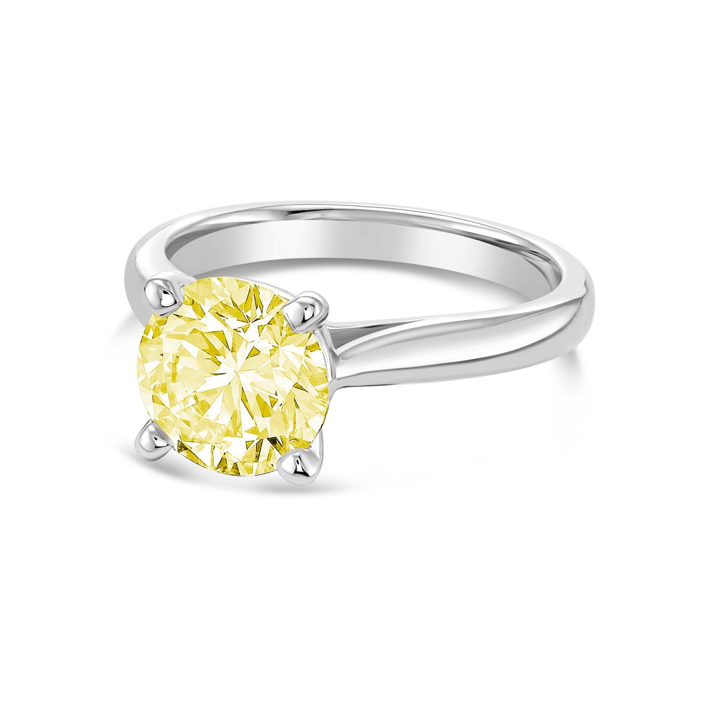Lab-Grown Yellow Round Diamond Solitaire Ring, 14k Gold