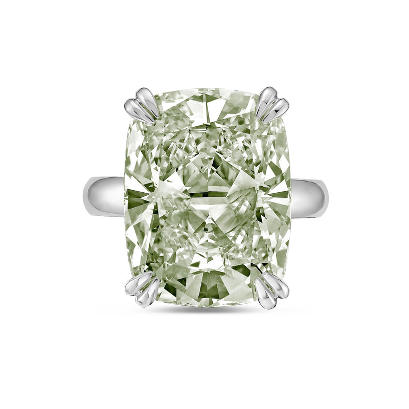 Lab-Grown Green Elongated Cushion Diamond Double Claw Engagement Ring, 14K Gold
