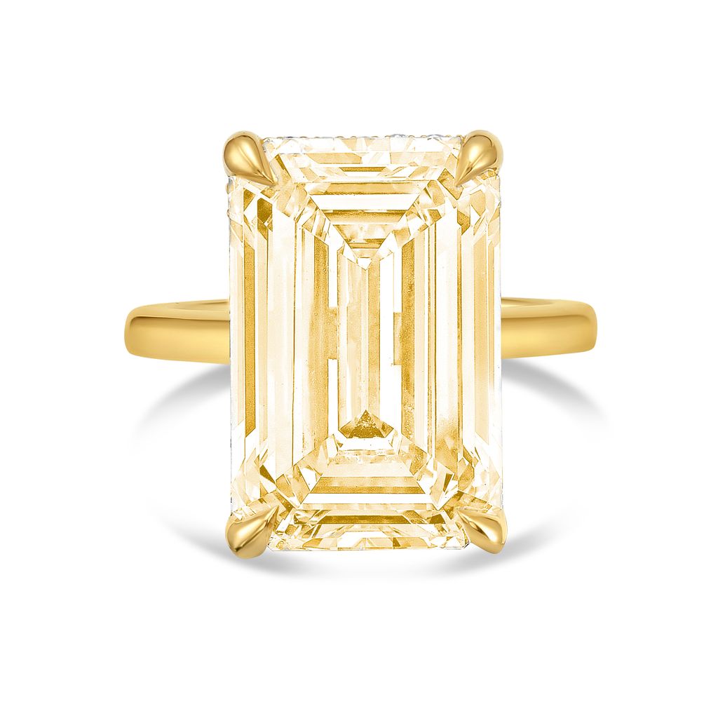 Lab-Grown Yellow Emerald-Cut Diamond Solitaire Ring, 18k Gold