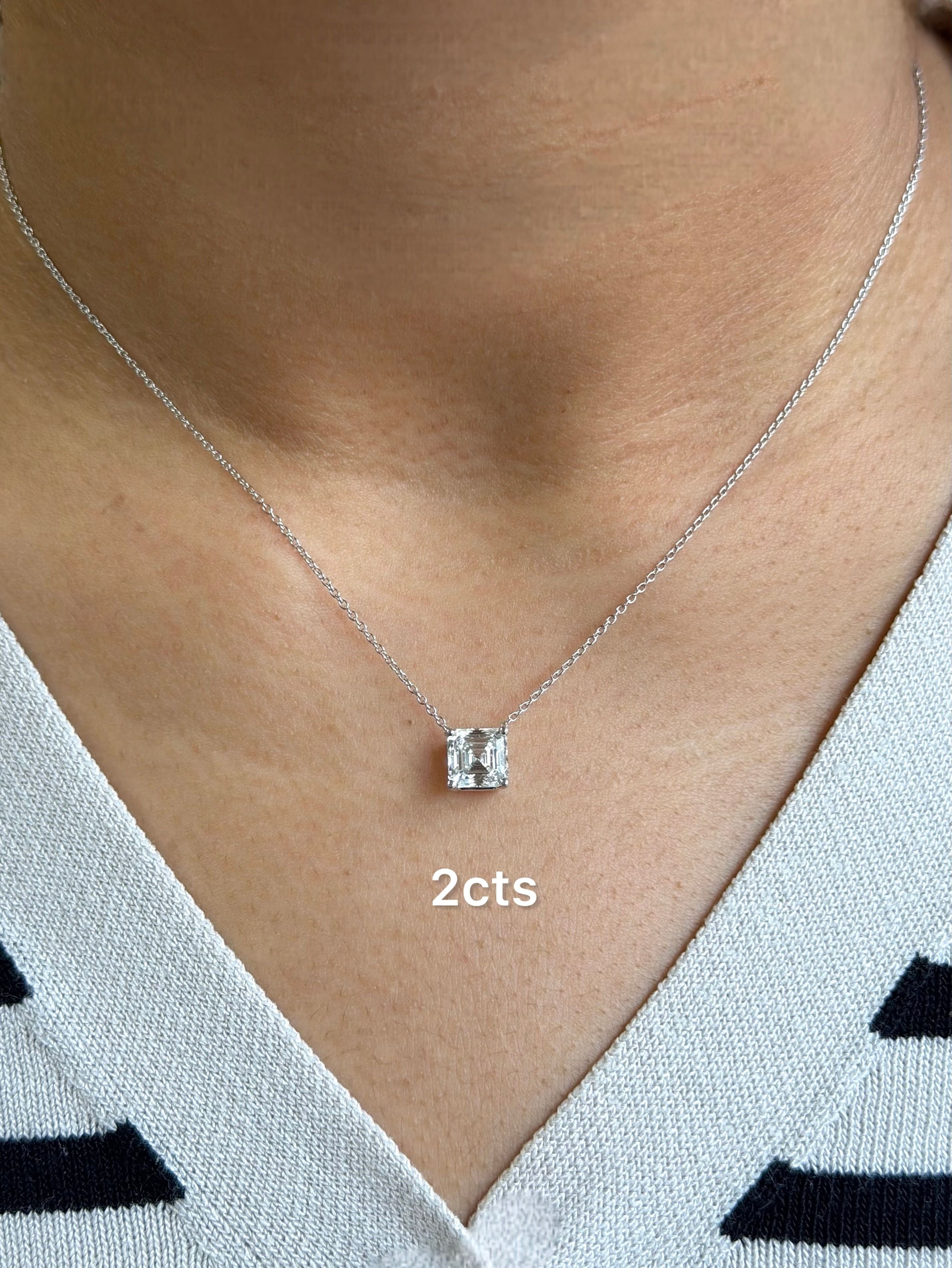 Lab Grown Diamond East West Asscher Pendant