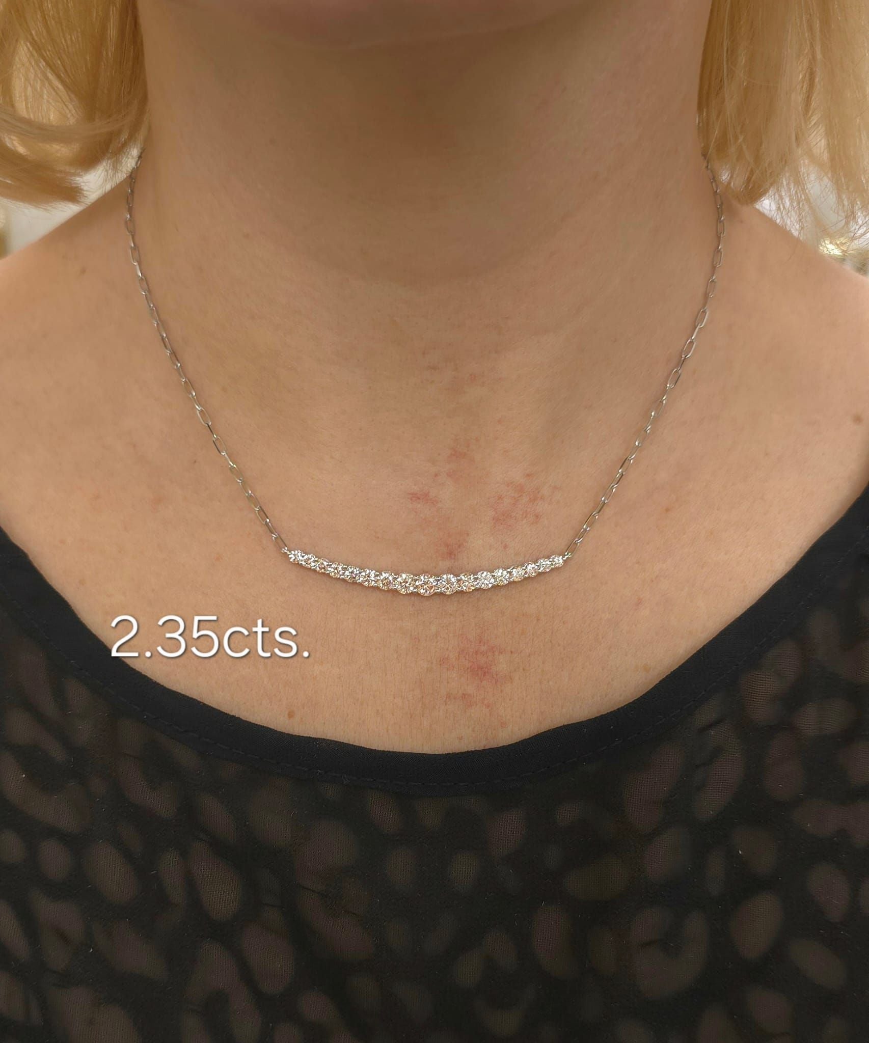Lab Grown Pink Diamond Graduated Curved Bar Necklace