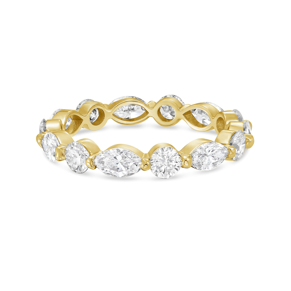 Lab-Grown Alternating Marquise and Round Diamond Band, 14K Gold