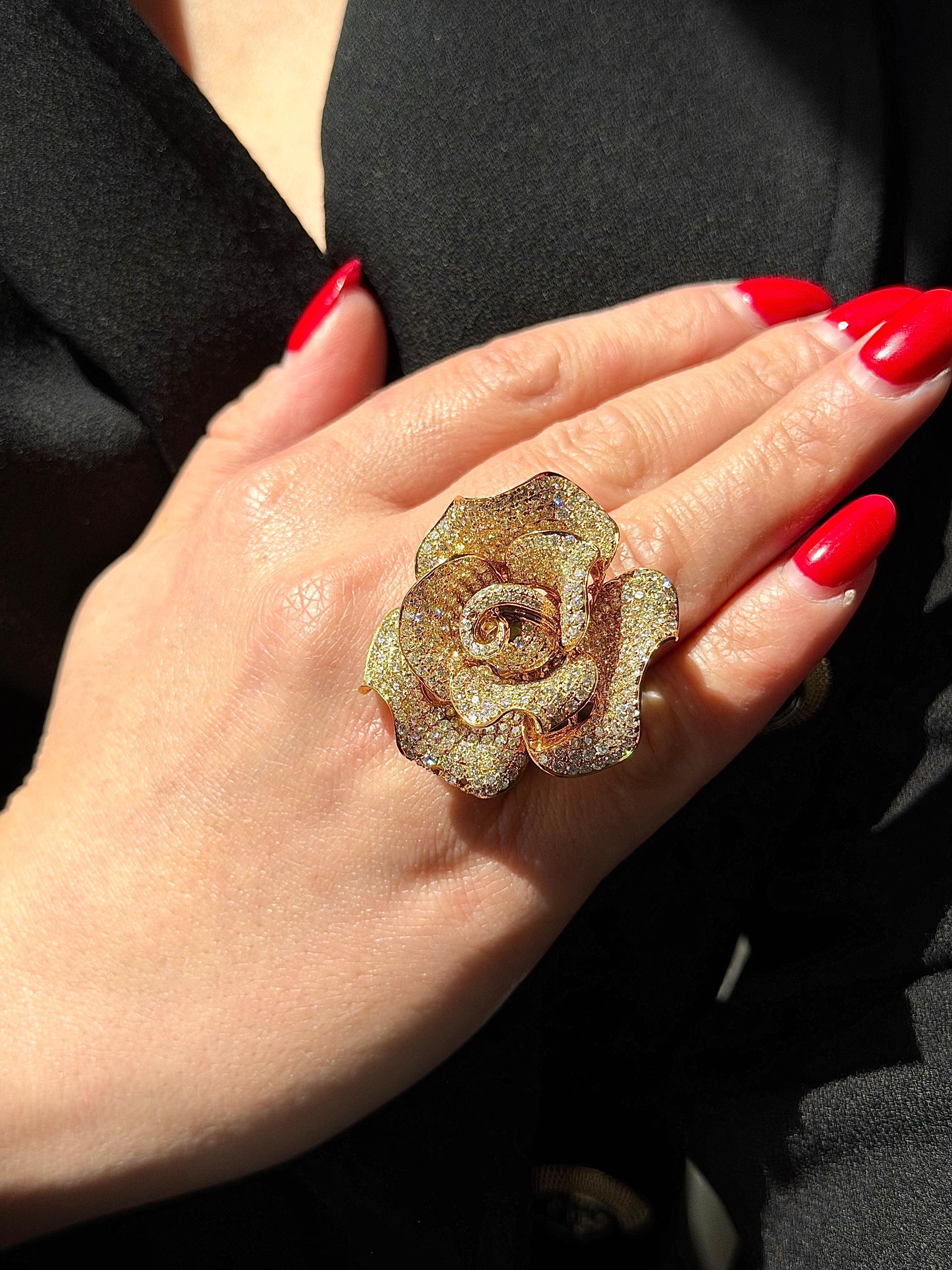Diamond Flower Ring & Brooch