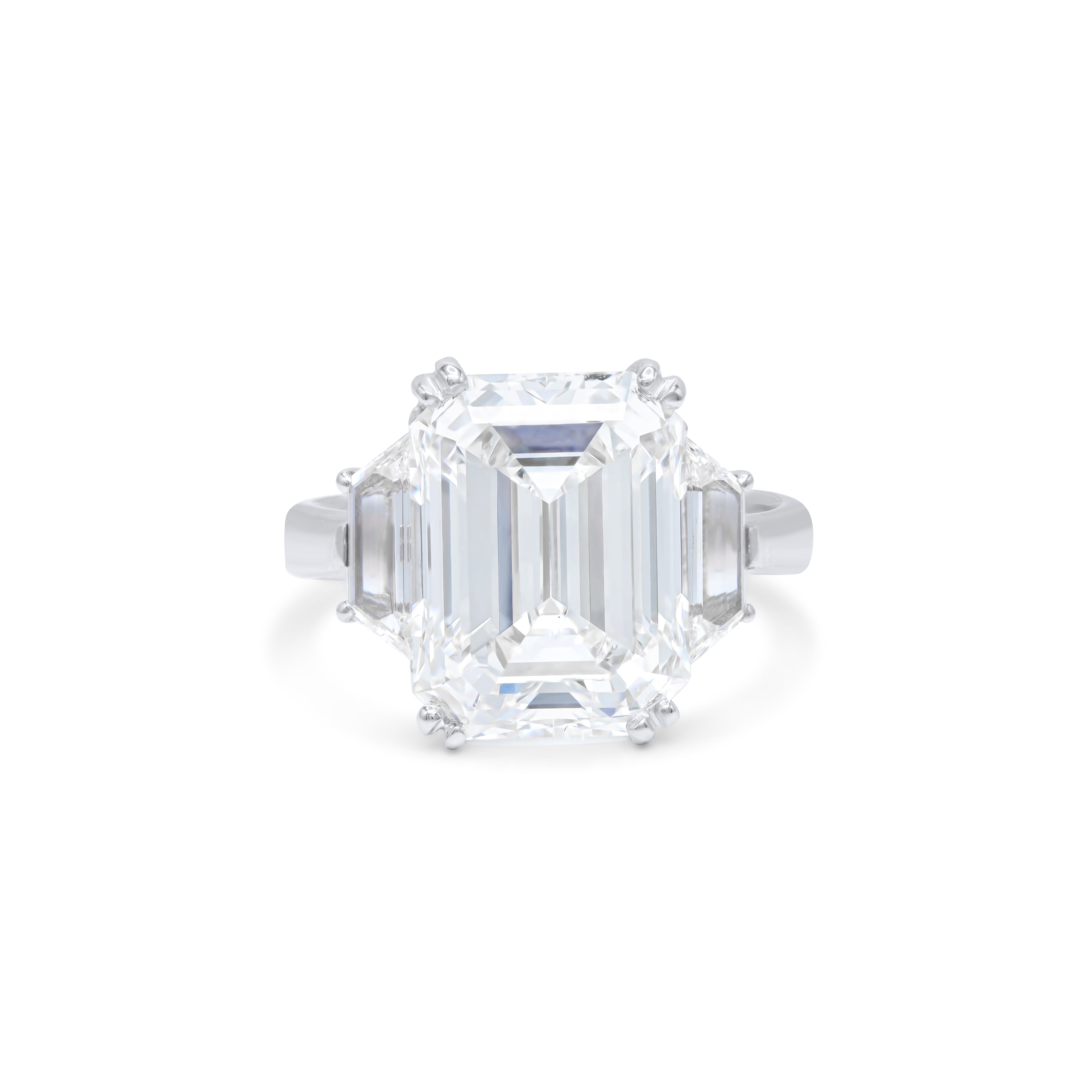 8.08ct Emerald Cut Thee-Stone Diamond Ring