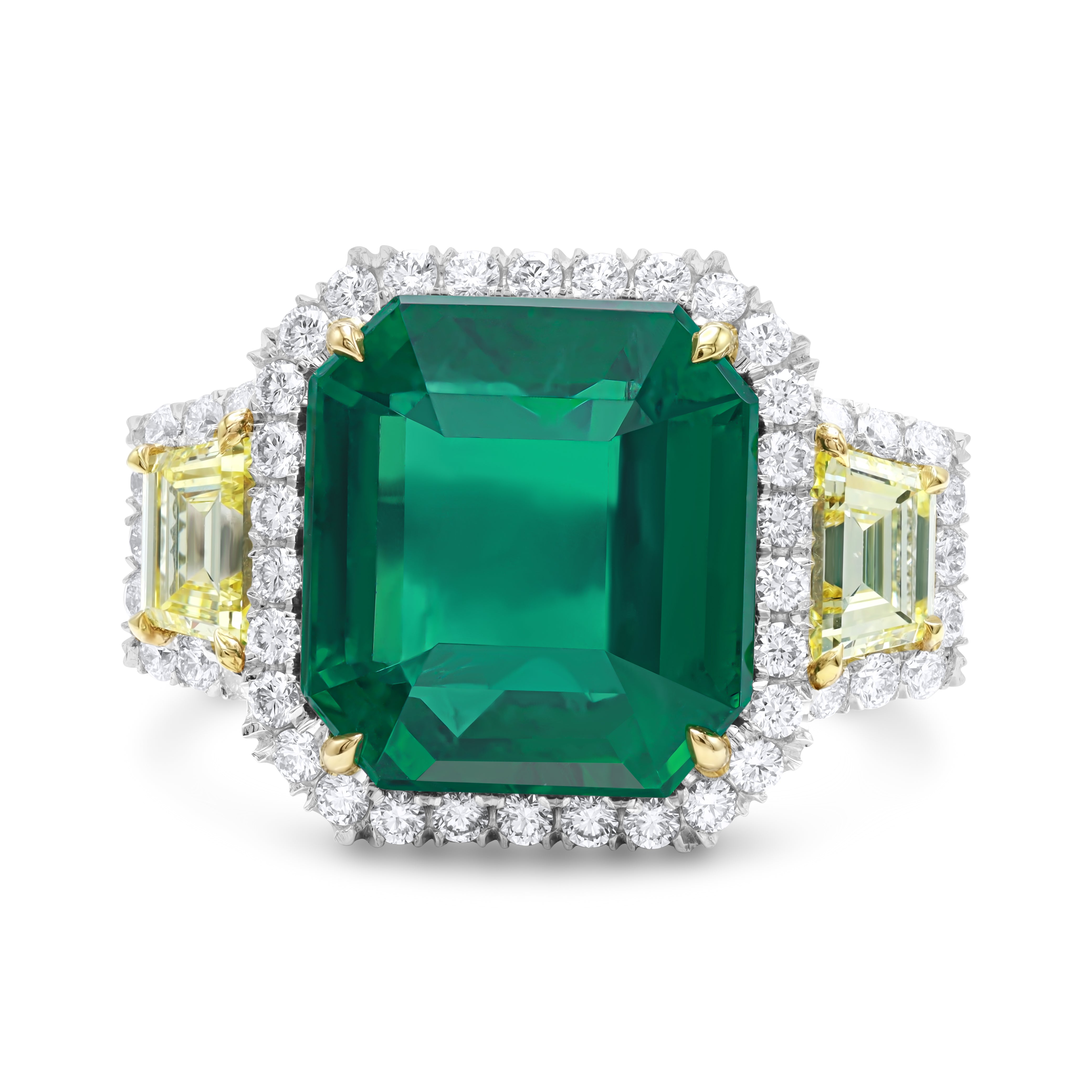 Emerald Halo Yellow Diamond Ring