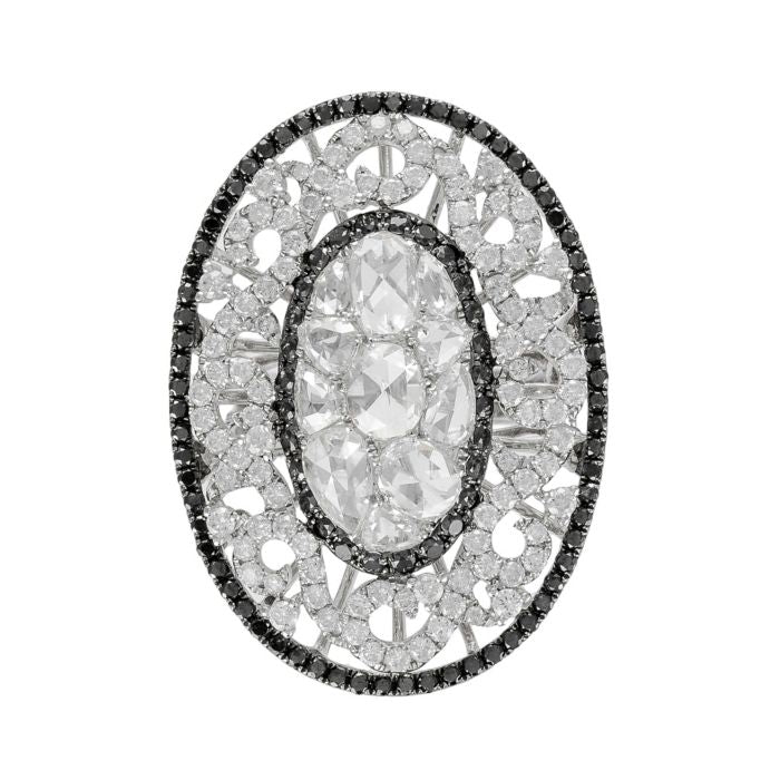 18kt White Gold Black and White Diamond Fashion Ring