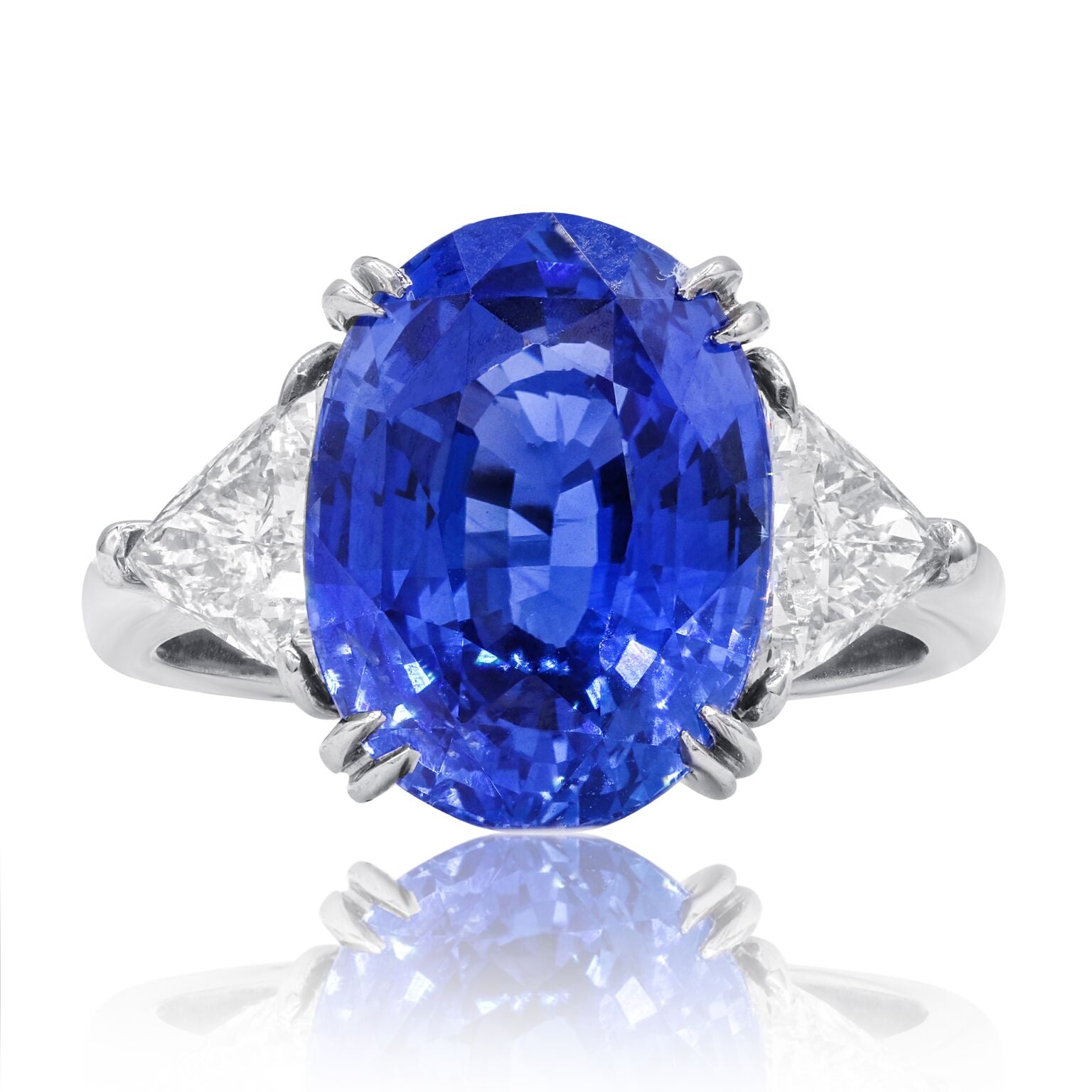 Oval Trillion Sapphire Diamond Ring