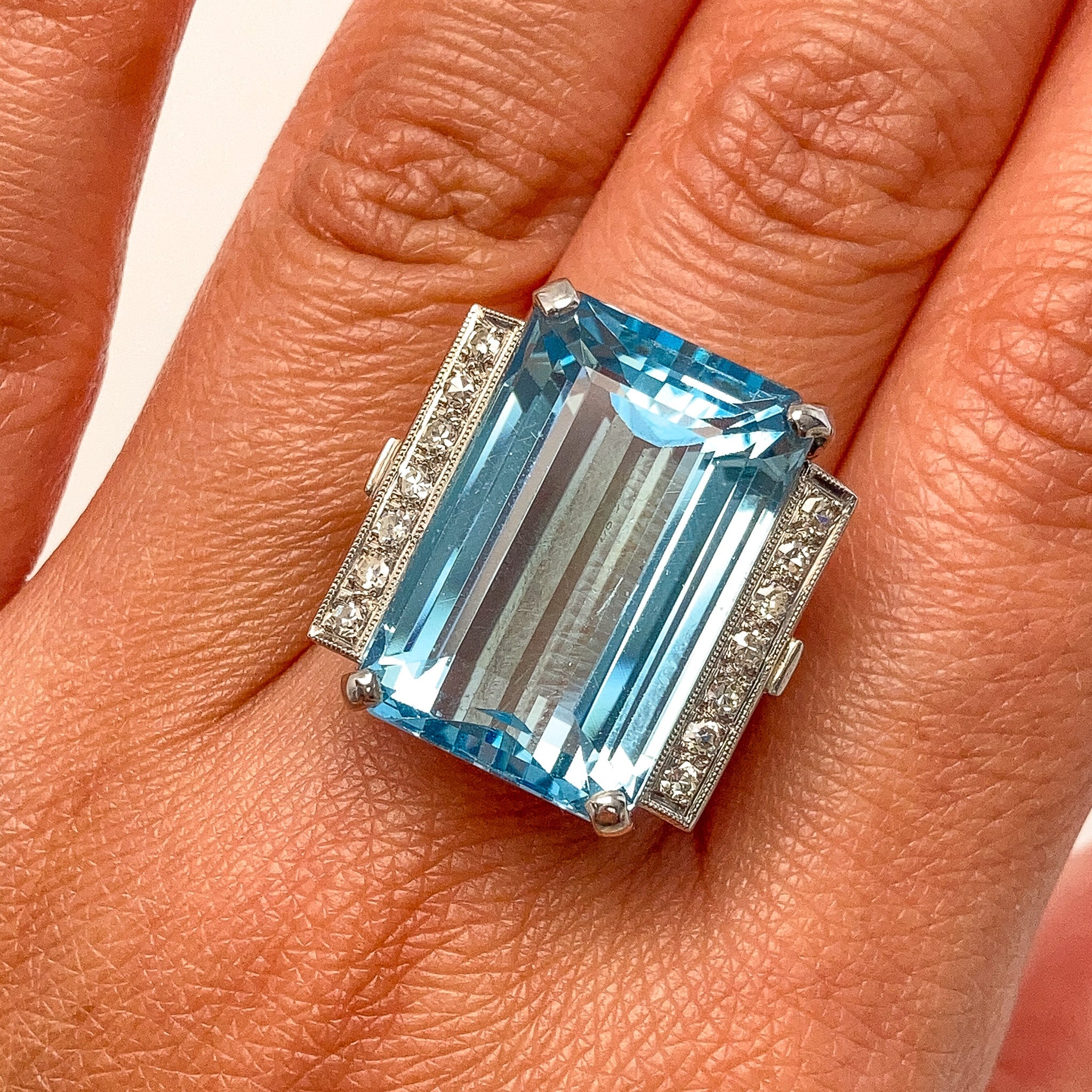 Diamond Aquamarine Ring