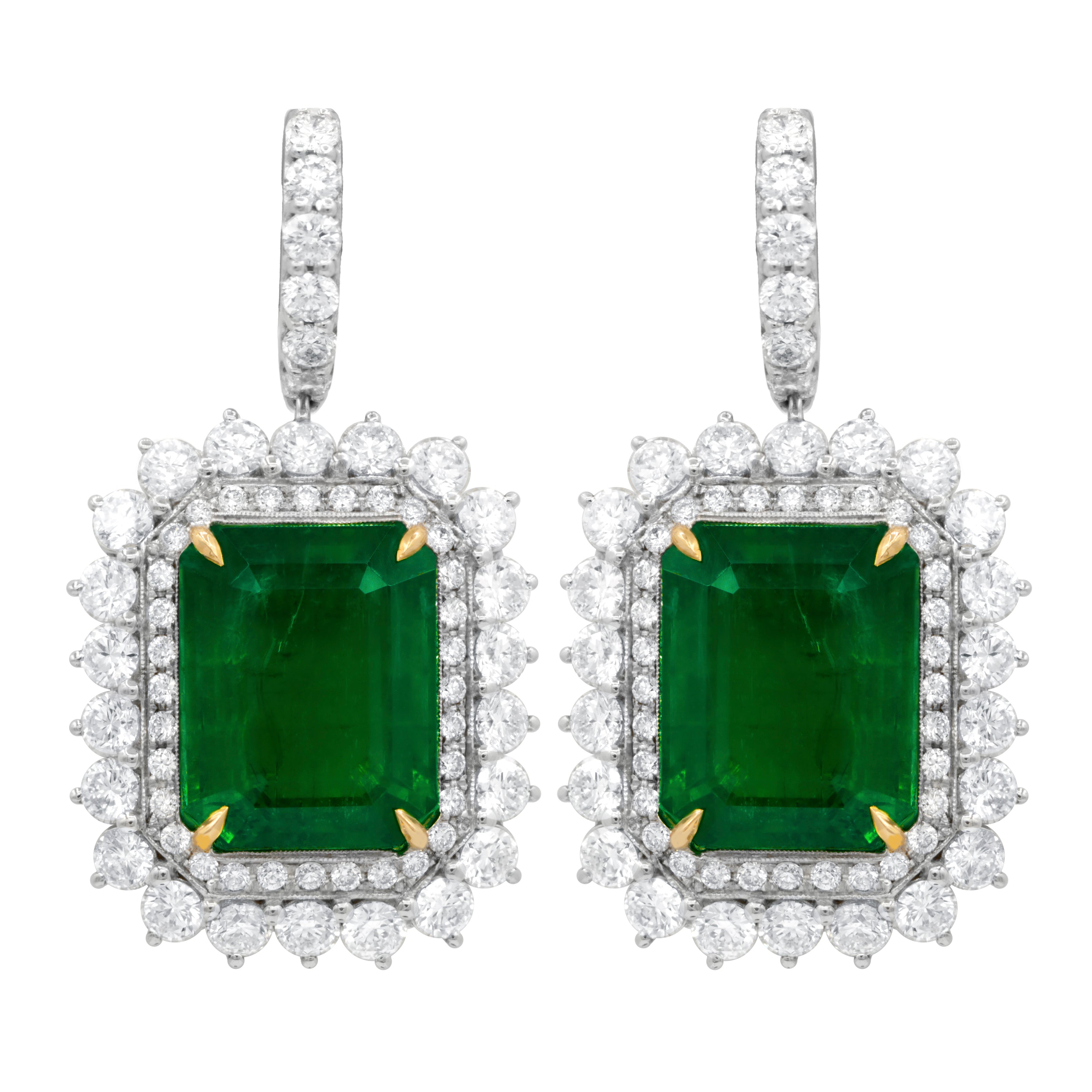 Emerald Art Deco Drop Earrings
