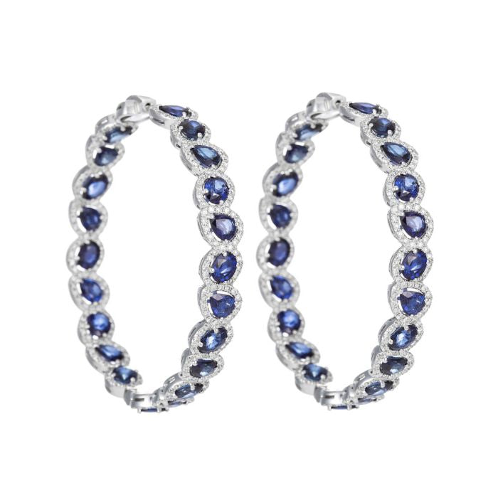 Sapphire Diamond Hoops