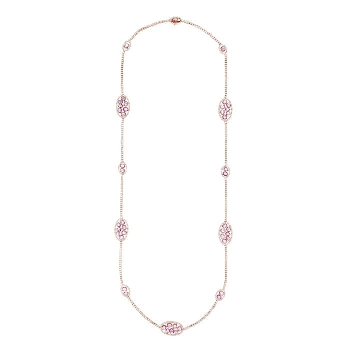 Rose Gold Pink Sapphire Diamond Necklace