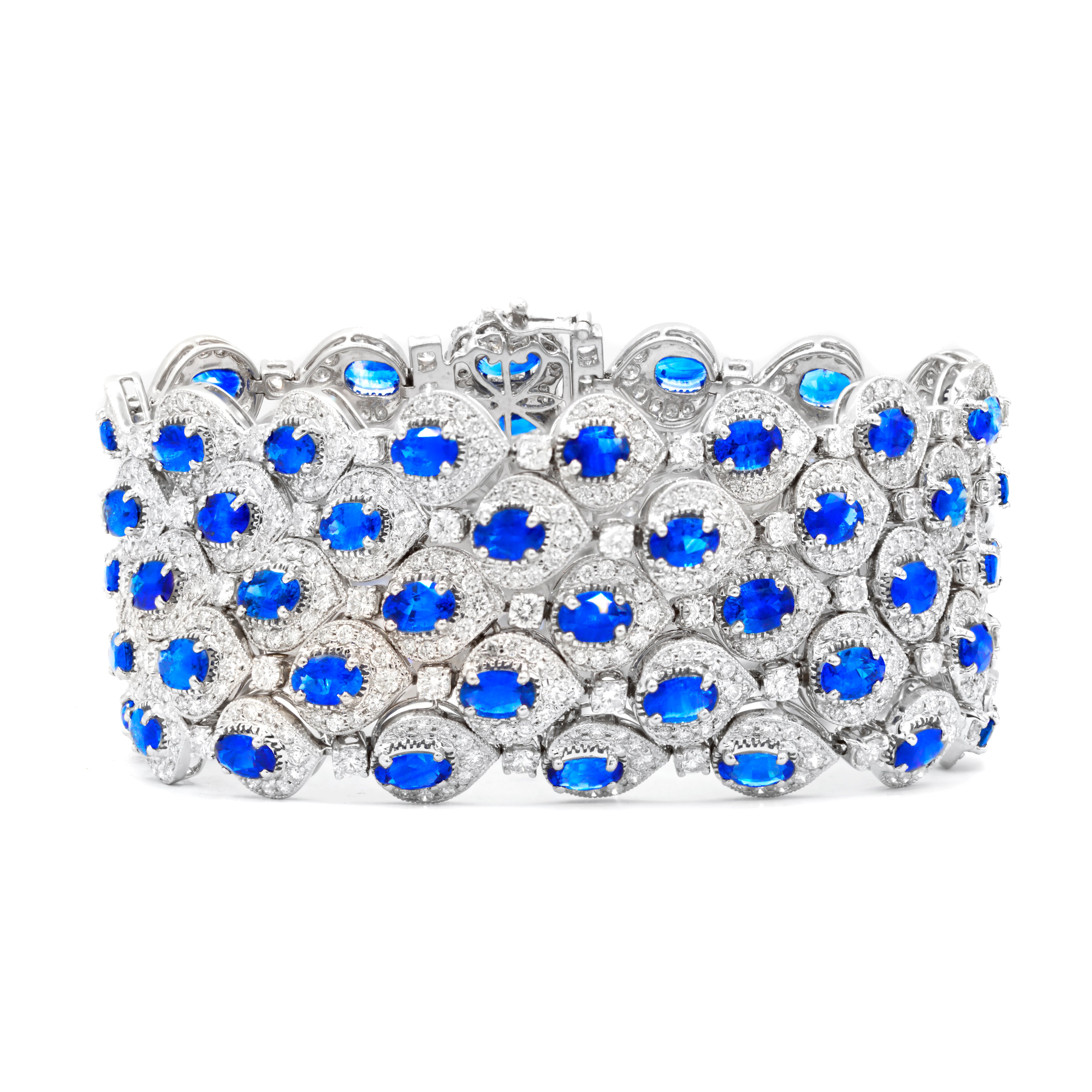 Sapphire Diamond Halo Raindrop Bracelet