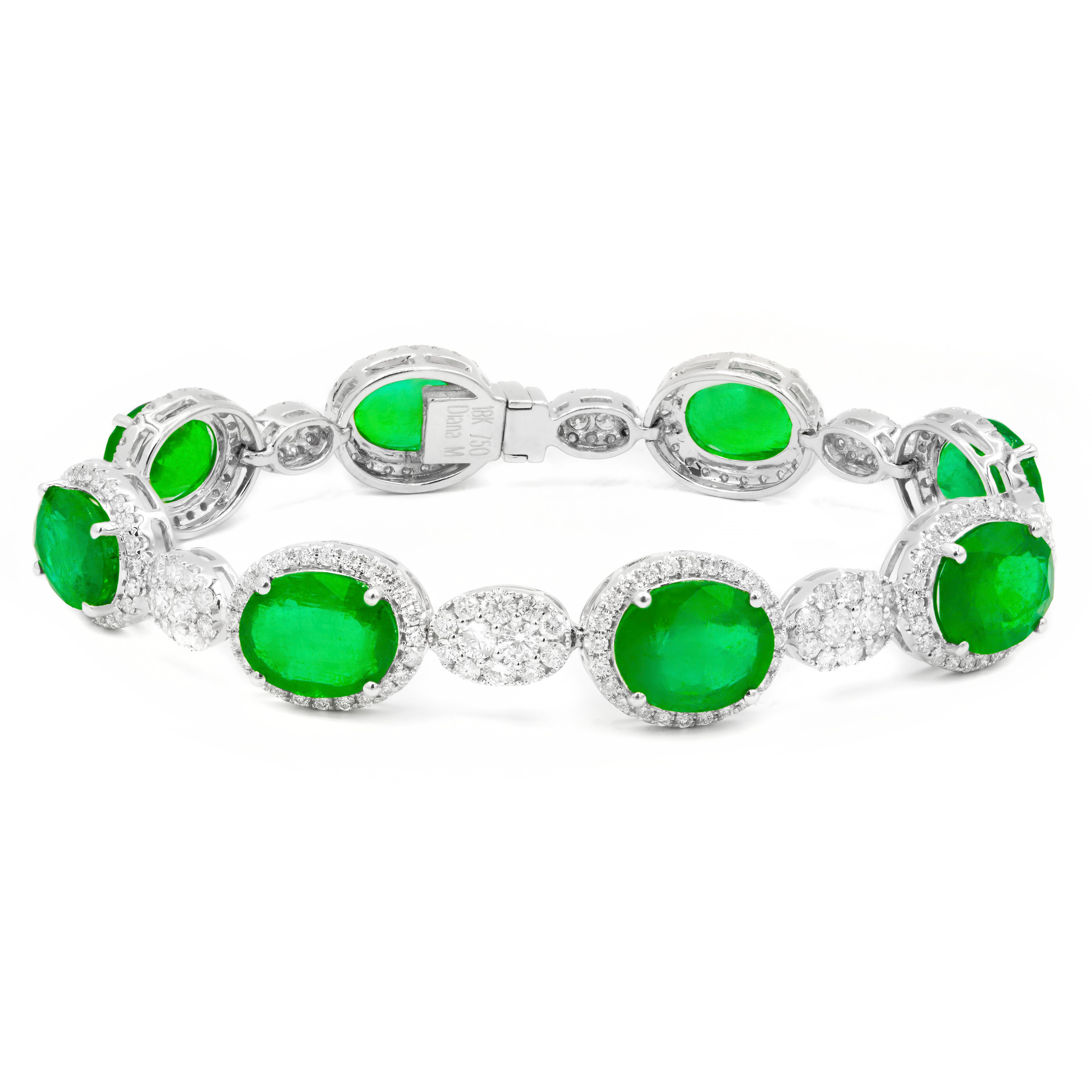 Oval Emerald & Diamond Bracelet