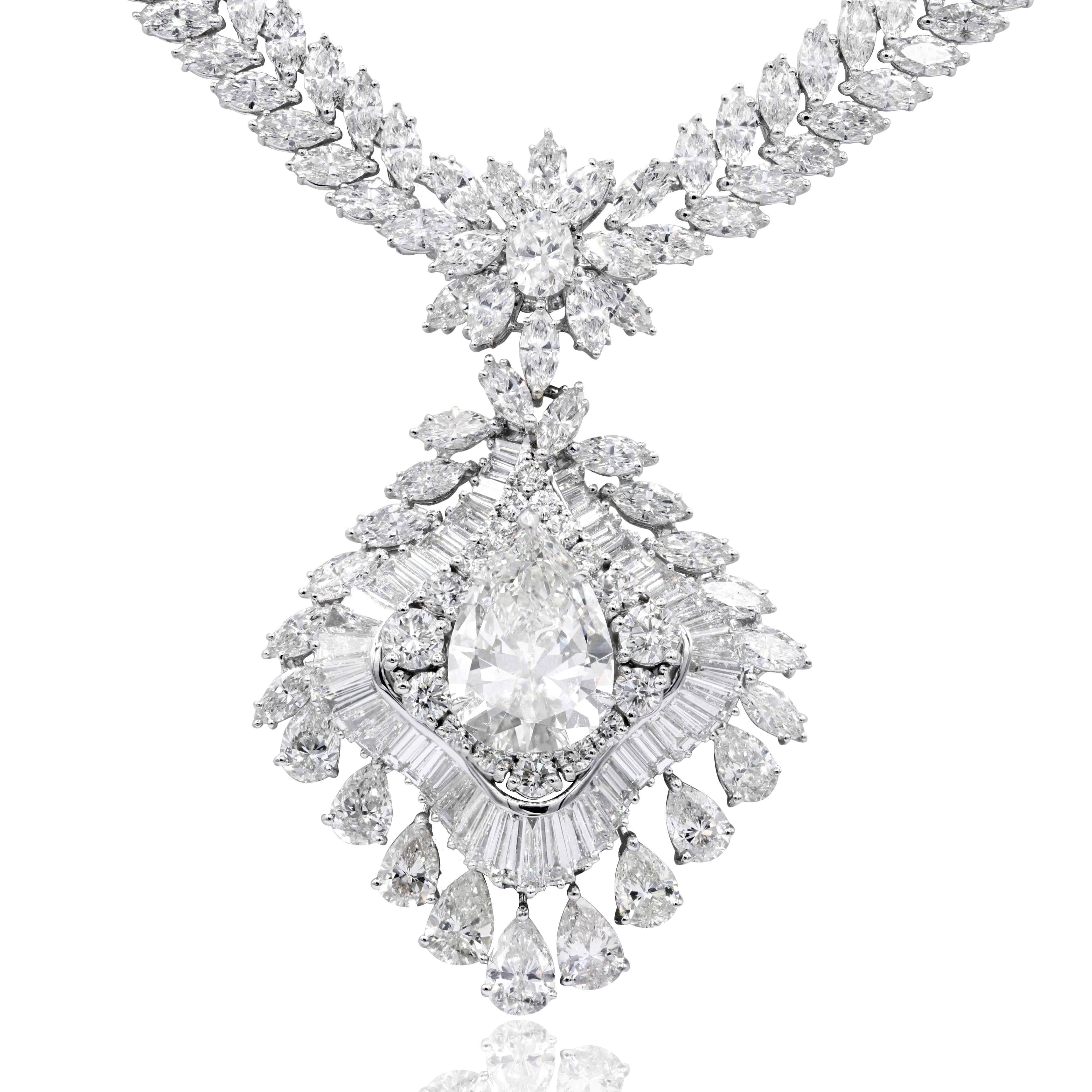 Pear Shaped Diamond Two-fer Necklace