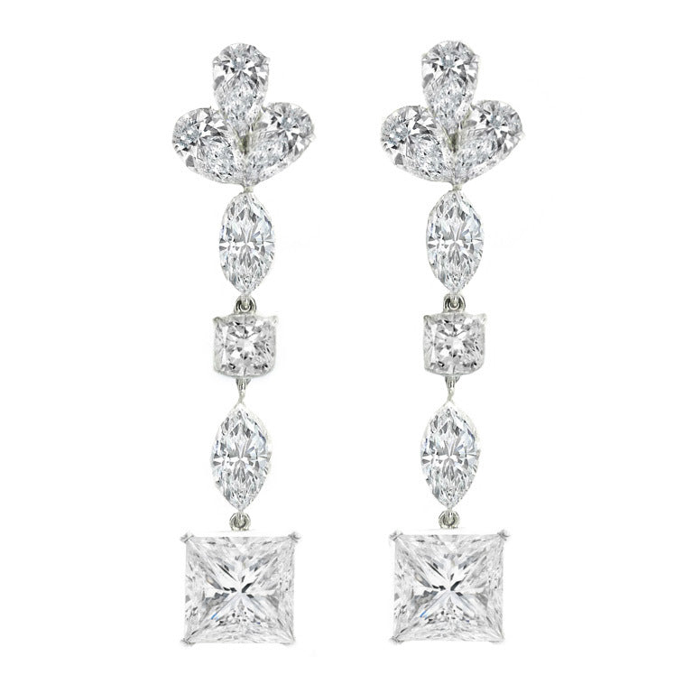 Multi Shape Diamond Drop Earrings