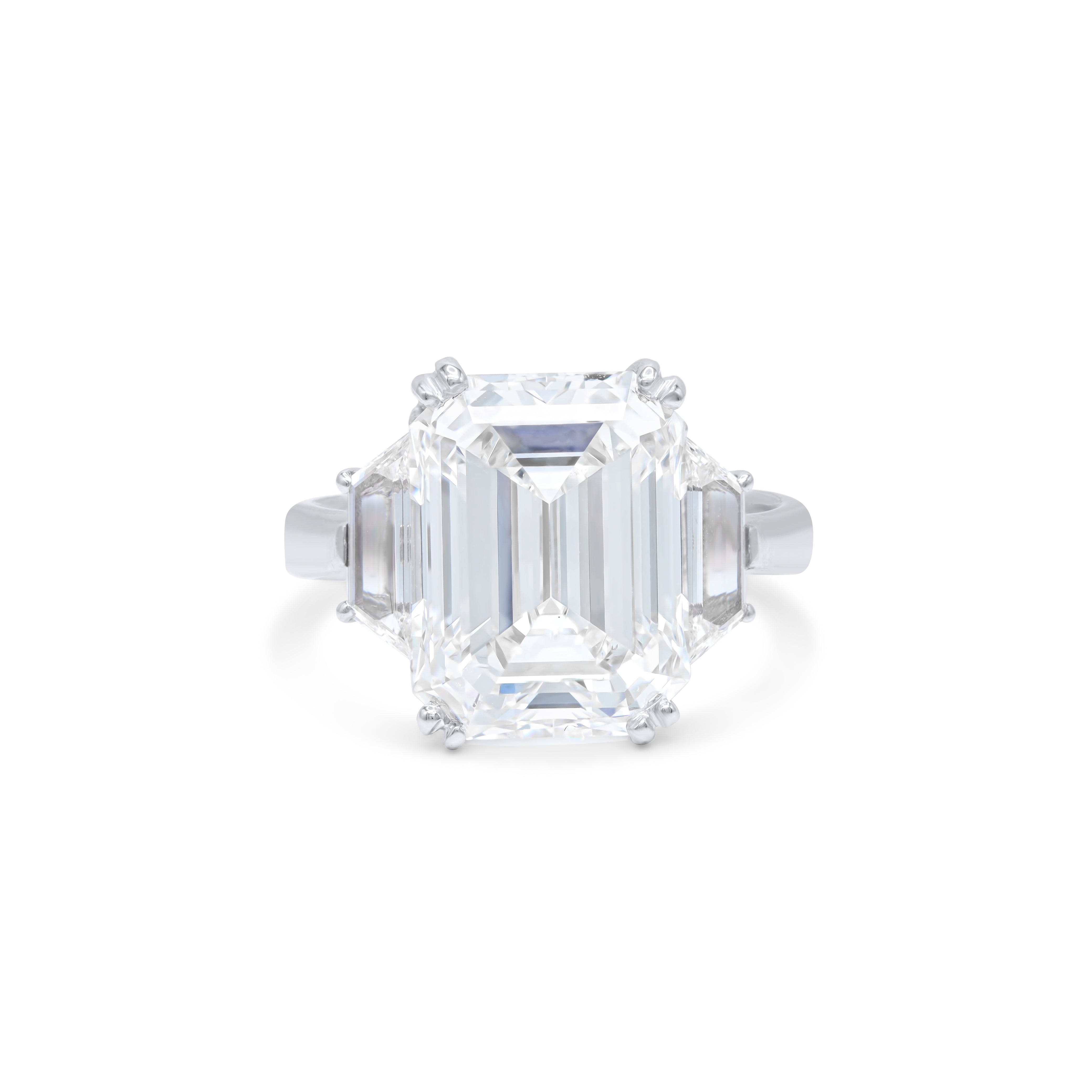 Emerald Cut Diamond With Trapezoids on the sides Ring